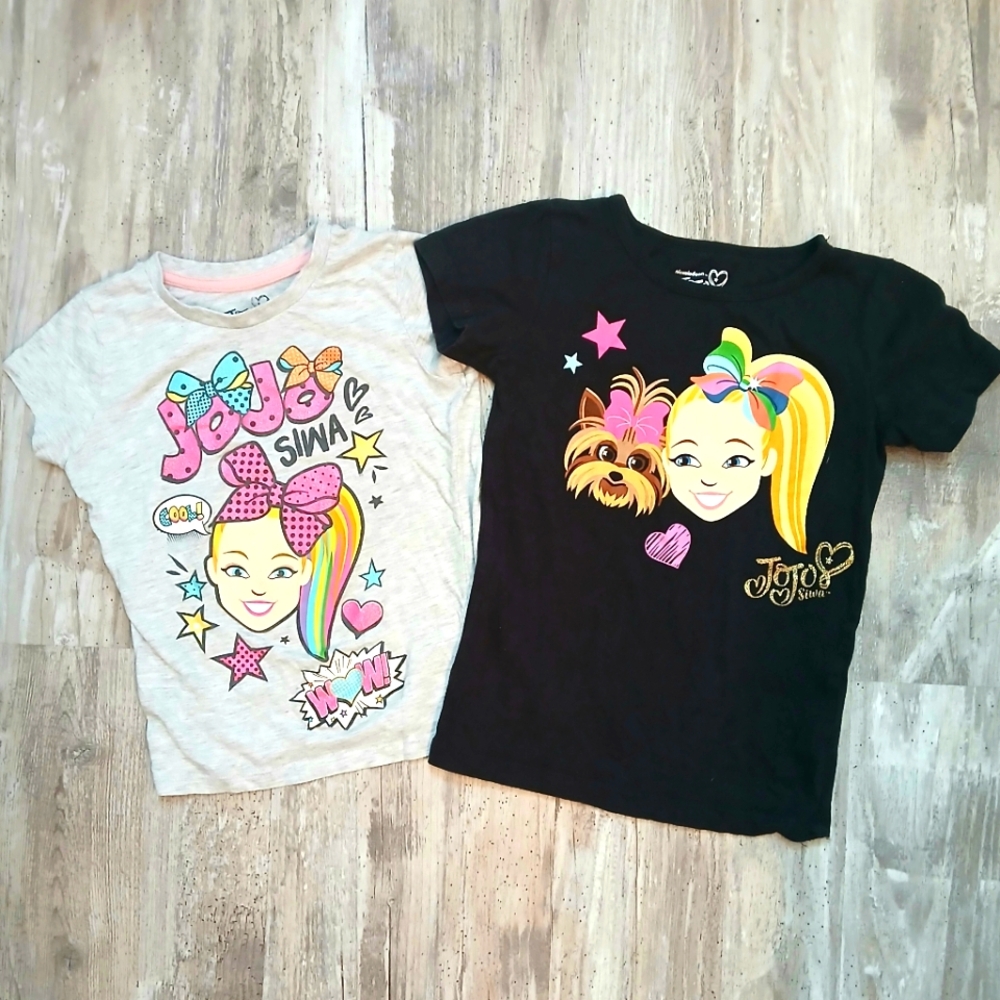 JoJo Siwa Girls T-Shirt Bundle – Size 6 & 6/6X – Black & Grey Graphic Tee's